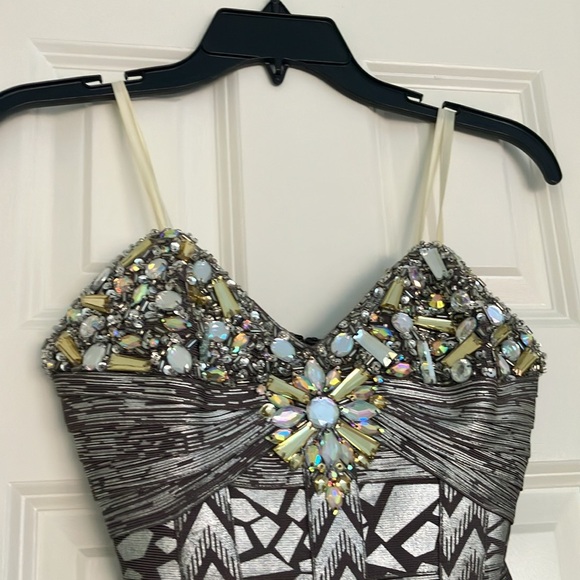 Morilee by Madeline Gardner Beaded Cocktail Dress Geometric Sequin Bodycon S - Picture 12 of 14